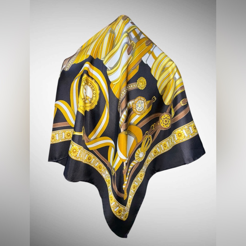 Longchamp Paris Silk Italian Made Hand-Rolled EquestrianTack Motif - Picture 14 of 17